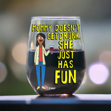 Load image into Gallery viewer, &quot;Mommy Doesn&#39;t Get Drunk, She Just Has Fun&quot; - Personalized Egg Cup for Mom, Perfect Gift for Mother&#39;s Day Glass Egg Cup PopCulturePrints
