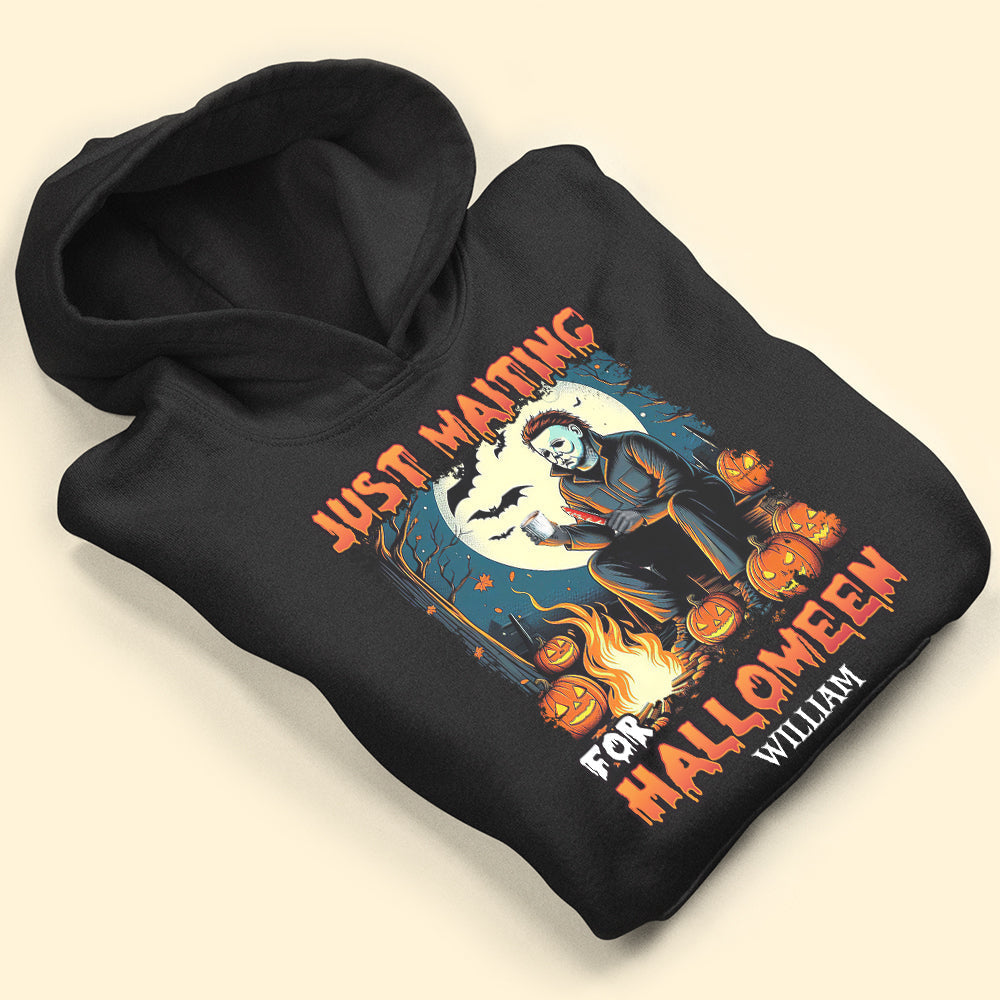 Personalized 'Just Waiting for Halloween' T-Shirt for Horror Movie Fans