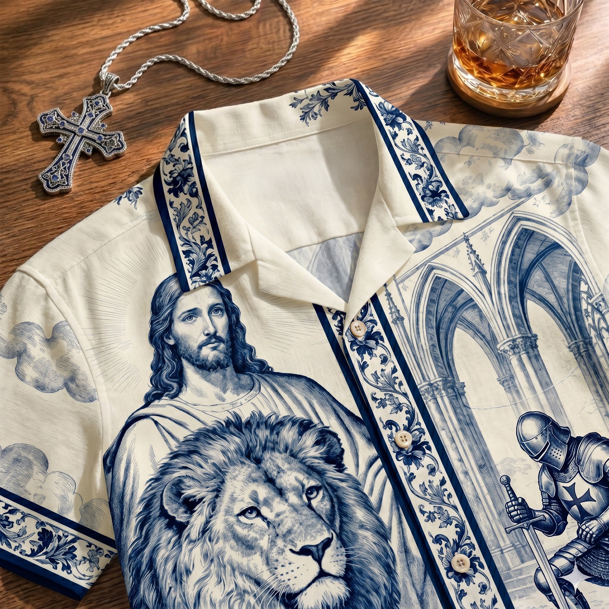 “A Faithful Knight's Strength and Courage” - Personalized Faith-Inspired Hawaiian Shirt - Custom Gift for Christians, Men and Women