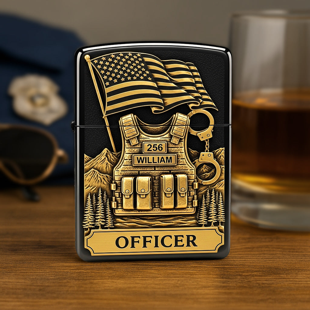 "A Badge of Honor – Personalized Police Lighter - Gift for Officers, Law Enforcement & First Responders" Lighter PopCulturePrints