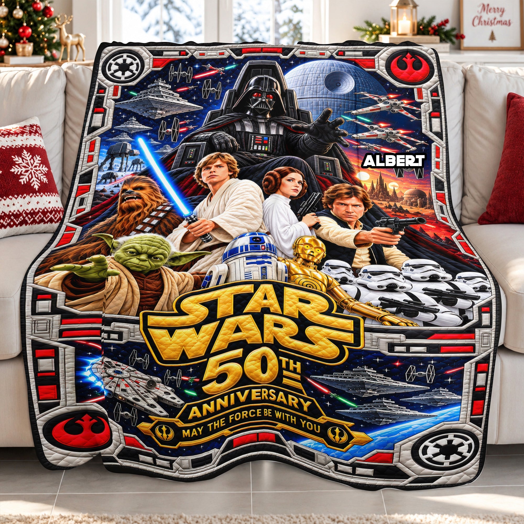 “May the Force Be With You” – Cosmic Warrior Blanket - Personalized Gift for Star Wars Fans