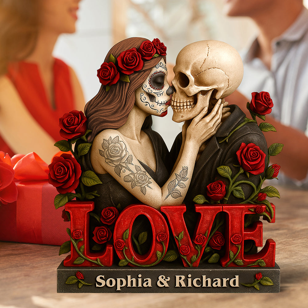 Skull Couple Acrylic Plaque - Personalized Love Keepsake for Couples Shaped Plaques PopCulturePrints