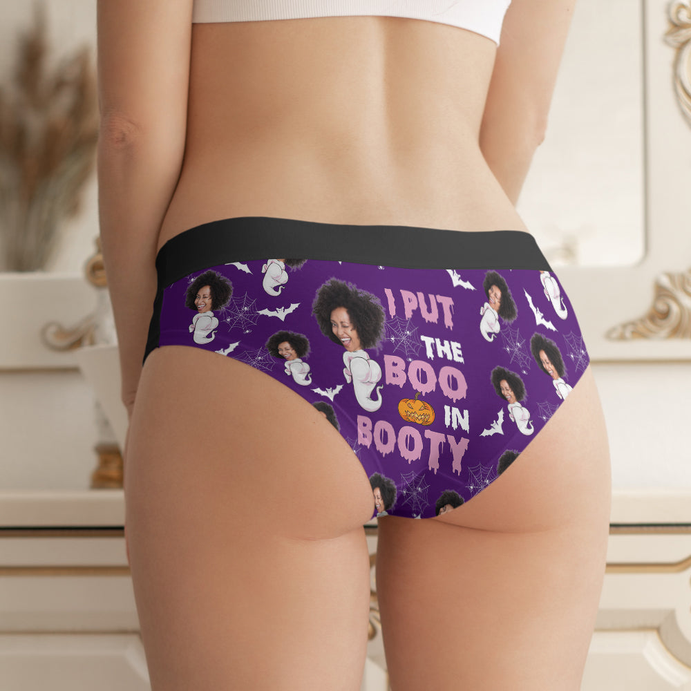 Custom Halloween Women's Briefs - Boo In Booty Design