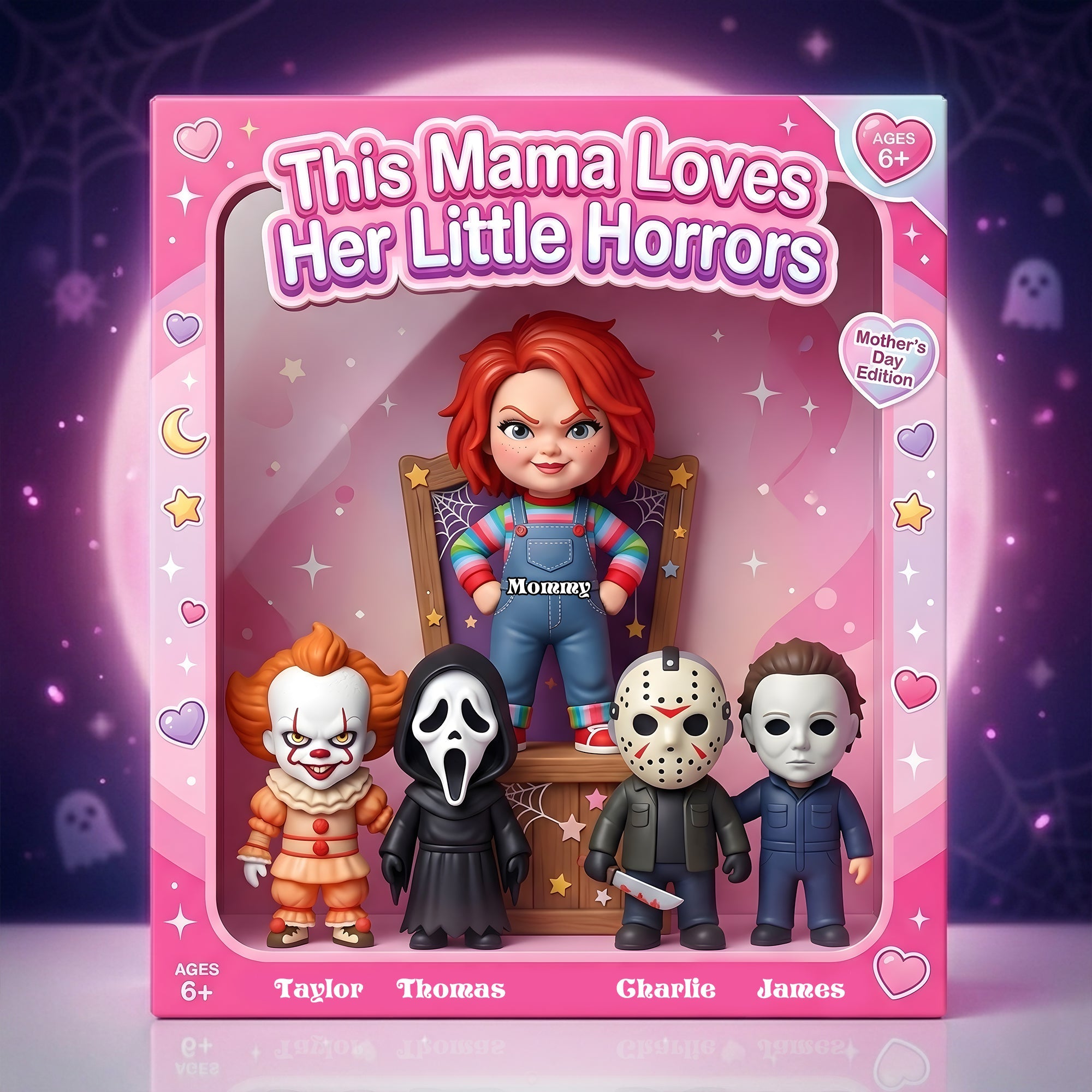 This Mama Loves Her Little Horrors - Personalized Horror Mom And Kids Acrylic Plaque Shaped Plaques PopCulturePrints