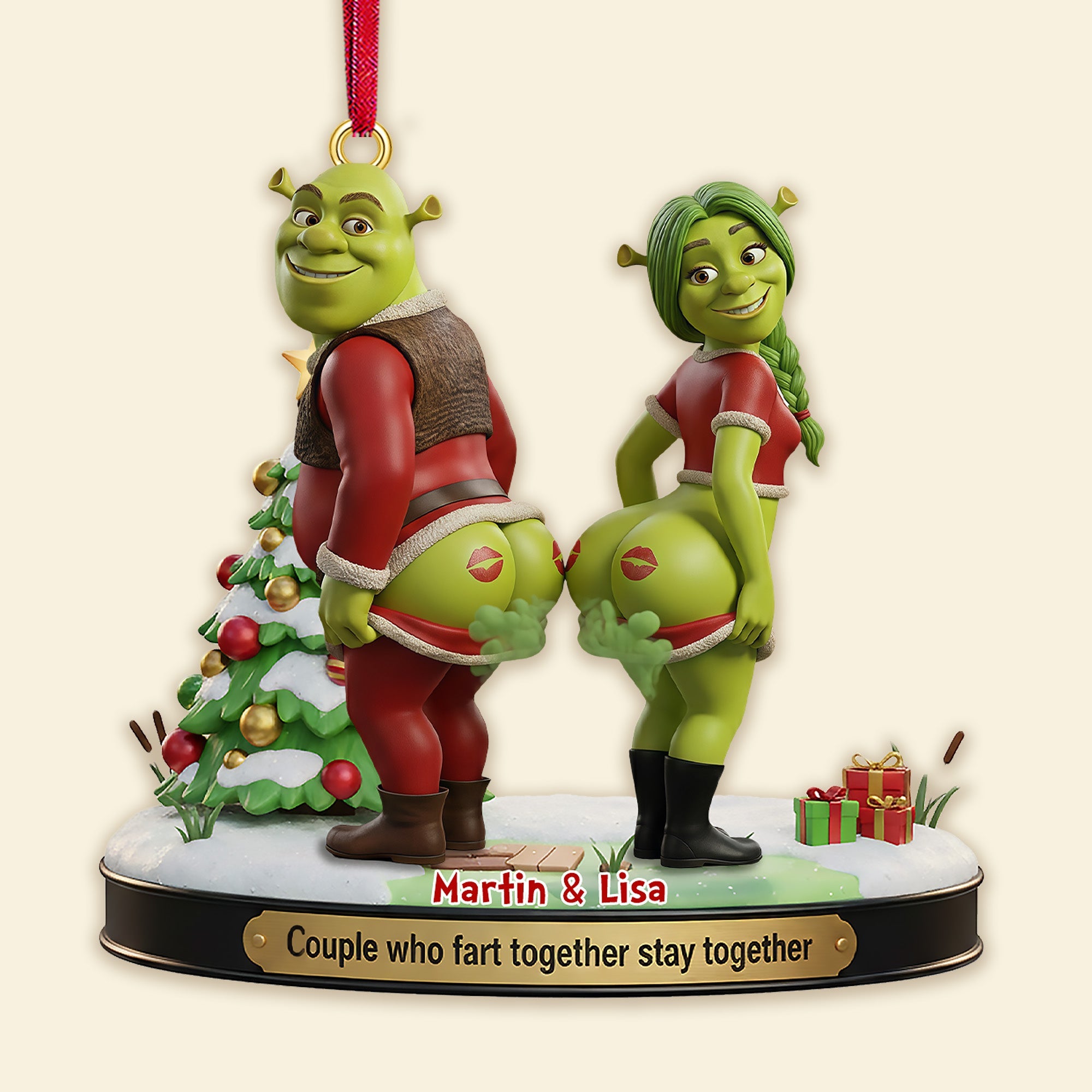 Couple Who Fart Together Stay Together - Funny Personalized Ornament for Laughing Couples Ornament PopCulturePrints