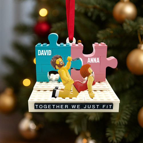 Together We Just Fit - Personalized Couple Ornament Ornament PopCulturePrints