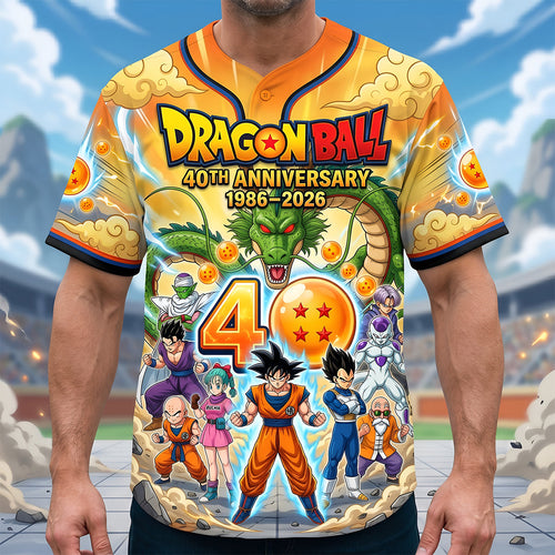 40th Anniversary Adventure Baseball Jersey - Personalized Gift for Dragon Ball Fans AOP Products PopCulturePrints