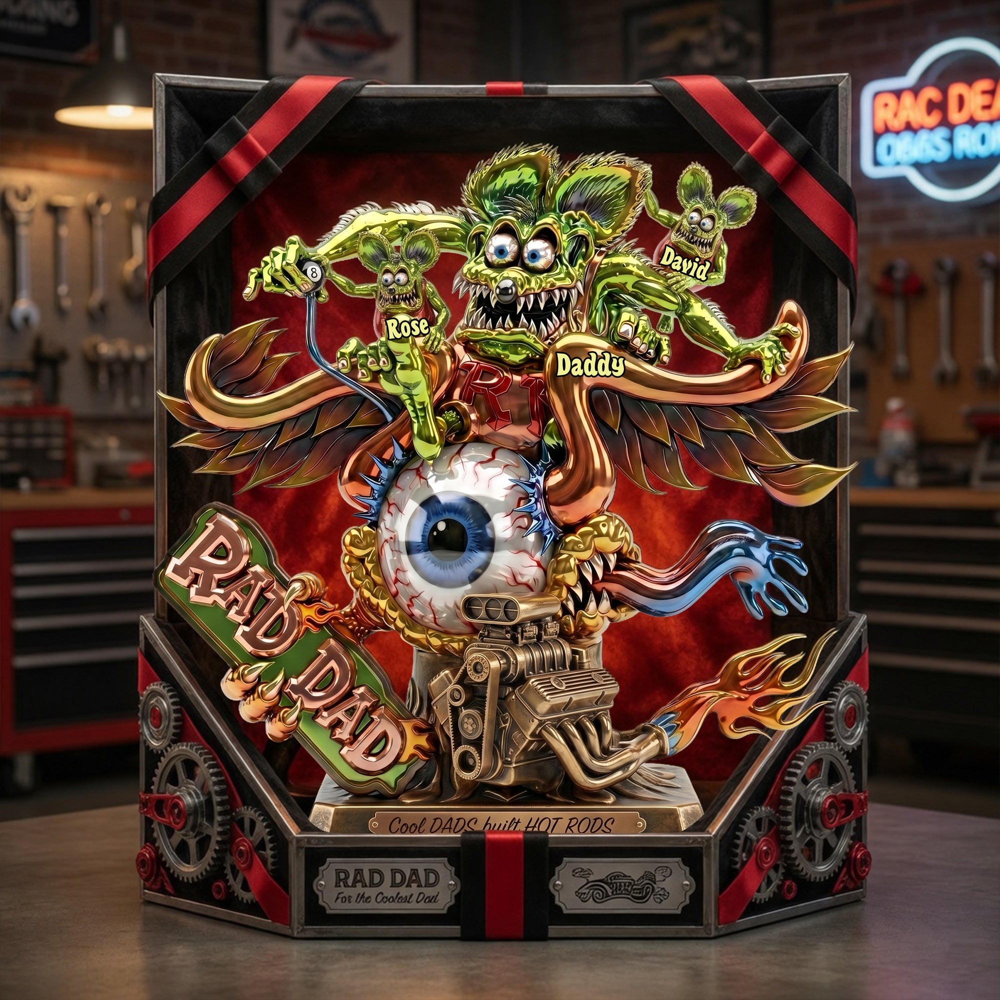 “Cool DADS Built HOT RODS” - Personalized Cool Rad Dad Acrylic Plaque - Unique Gift for Dad and Grandpa Shaped Plaques PopCulturePrints
