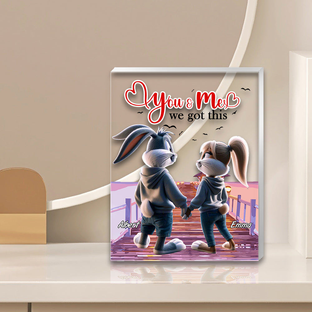 Personalized Couple Plaque: You & Me - We Got This Shaped Plaques PopCulturePrints