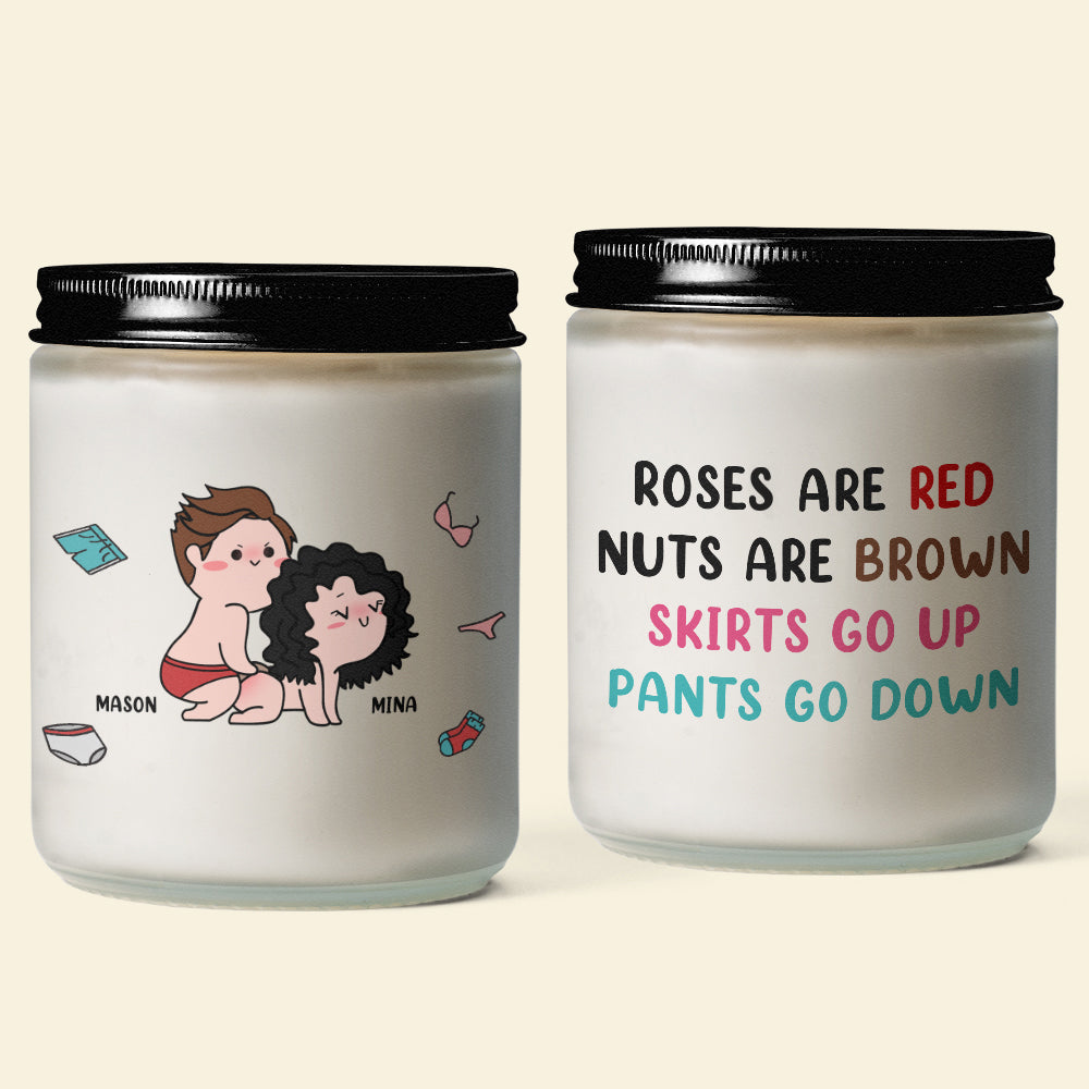 Personalized Couple Scented Candle - Roses Are Red, Nuts Are Brown Scented Candle PopCulturePrints