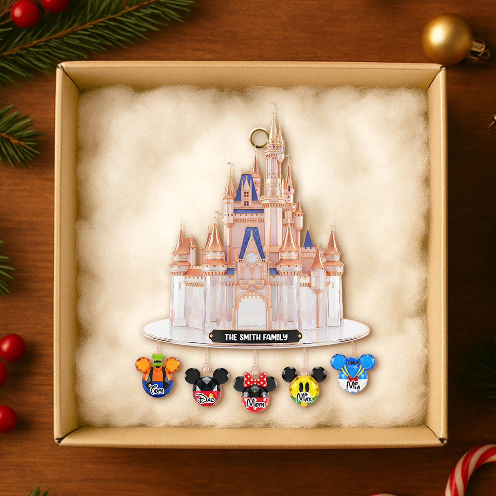 “Create Magical Memories” - Personalized Castle Family Christmas Ornament - Ideal Gift for Families, Friends, and Disney Lovers Ornament PopCulturePrints