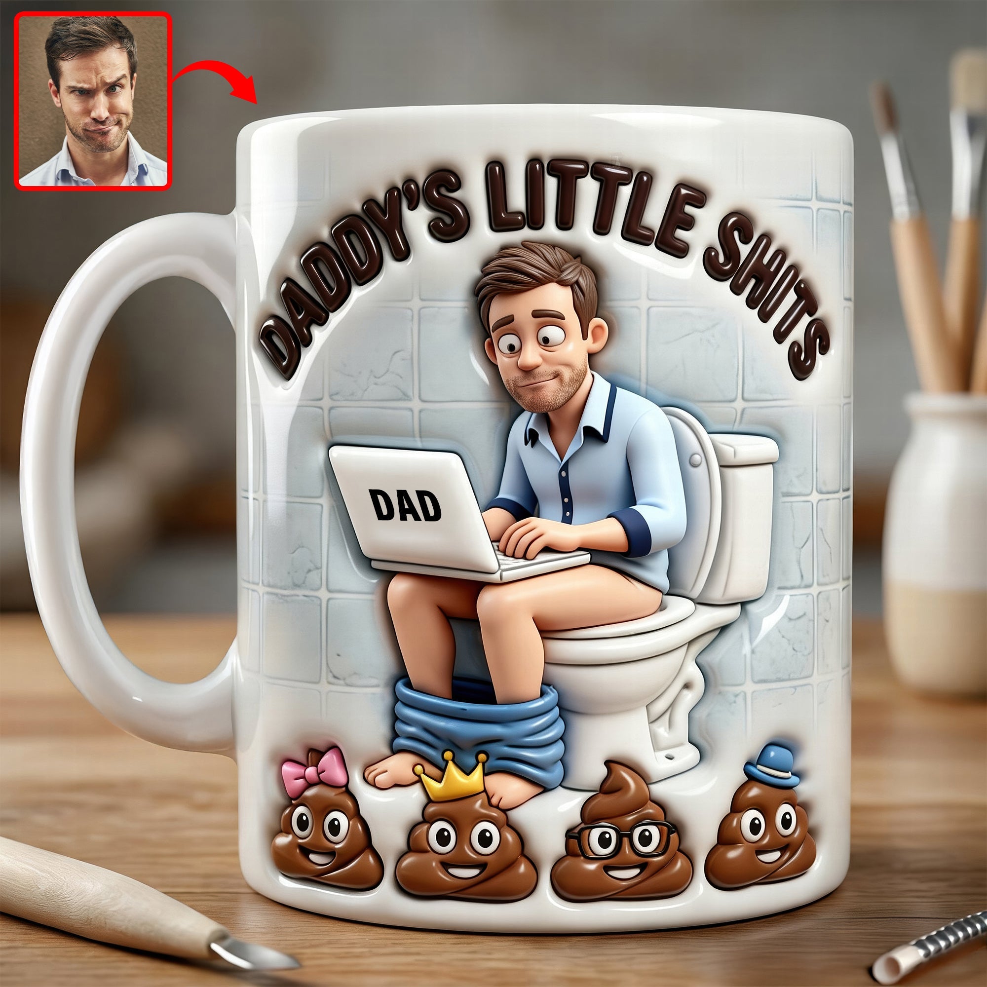 “Daddy’s Little Shits” - Funny Poop Dad Coffee Mug - Personalized Gift for Any Dad Coffee Mug PopCulturePrints