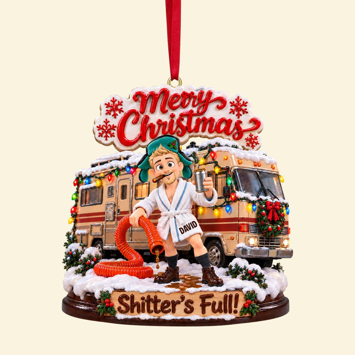 Merry Christmas! Shitter's Full! – Personalized Acrylic Ornament for Holiday Cheer