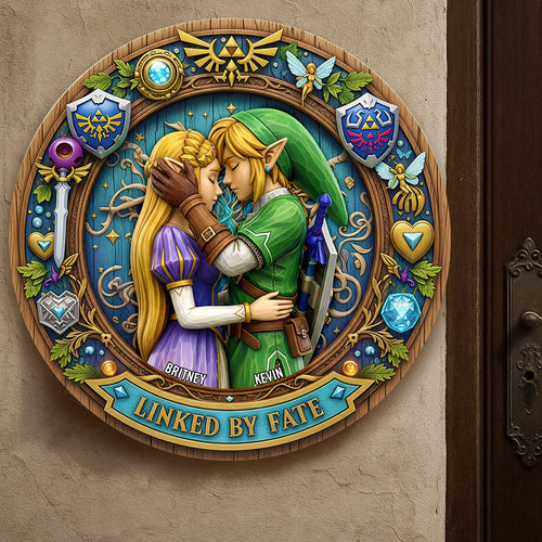 Linked By Fate - Personalized Legend Couple Wood Sign Gift for Romantic Partners Wood Sign PopCulturePrints