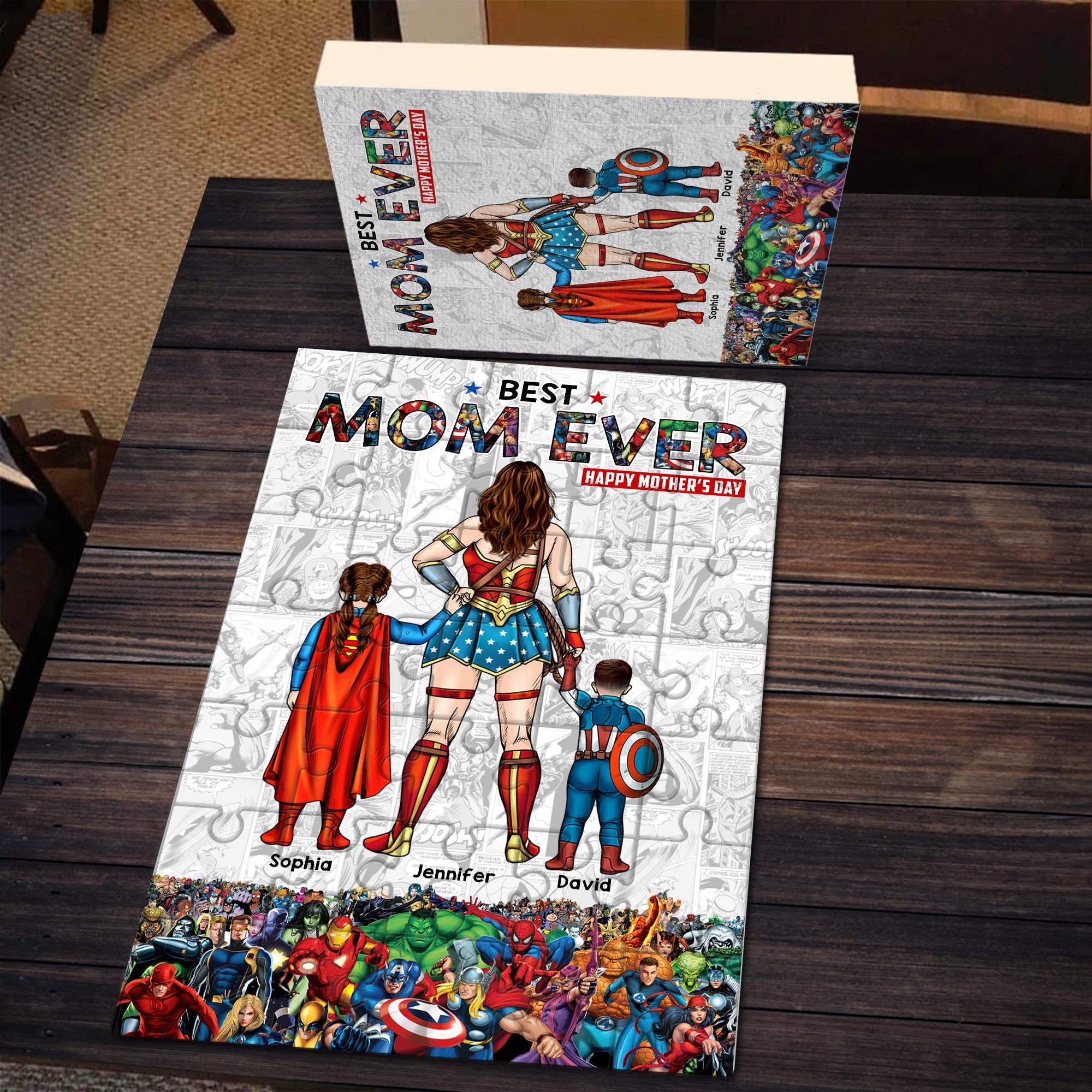 Best Mom Ever - Personalized Superhero Jigsaw Puzzle Gift for Mother's Day Jigsaw Puzzles PopCulturePrints