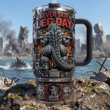 Load image into Gallery viewer, Never Skip Leg Day - Fun Leg Squat 40oz Tumbler With Handle - Personalized Gift for Gym Enthusiasts Tumbler Cup PopCulturePrints
