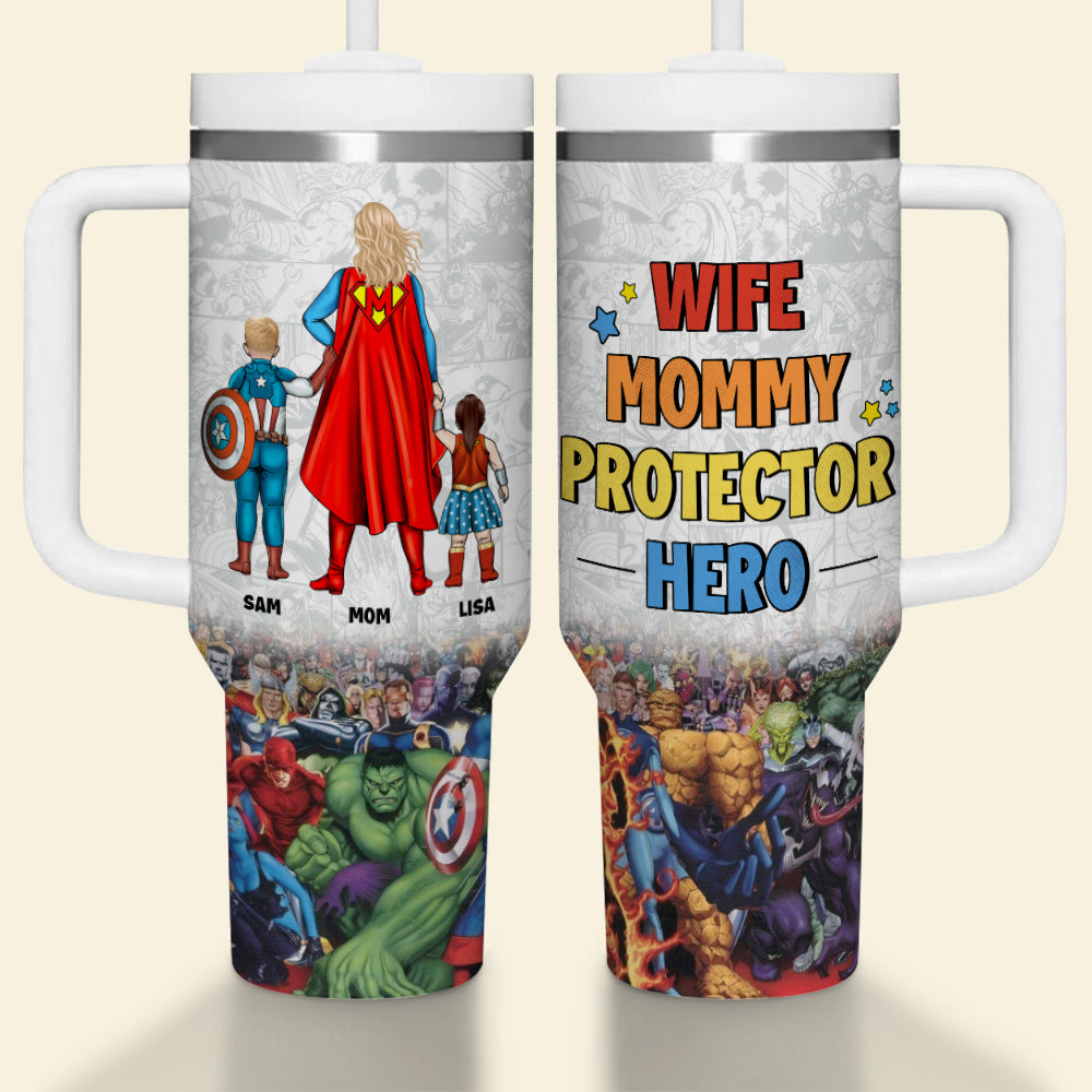 Super Mom Personalized Tumbler – Custom Gift for Mother's Day Tumbler Cup PopCulturePrints