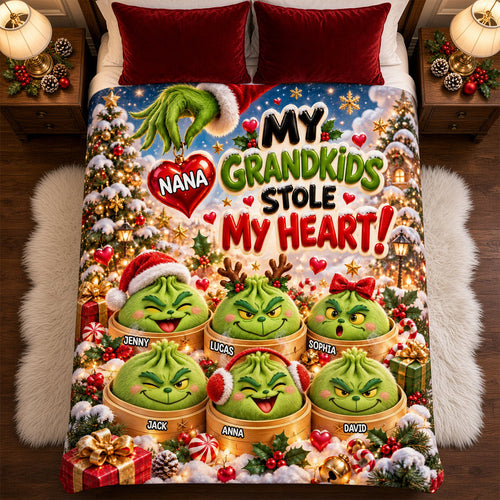 My Grandkids Stole My Heart Blanket - Personalized Gift for Grandmas Blanket PopCulturePrints