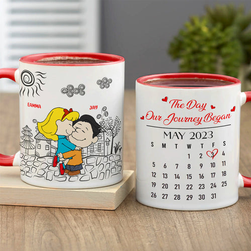 Personalized Cartoon Lover Accent Mug - Our Journey Together Coffee Mug PopCulturePrints