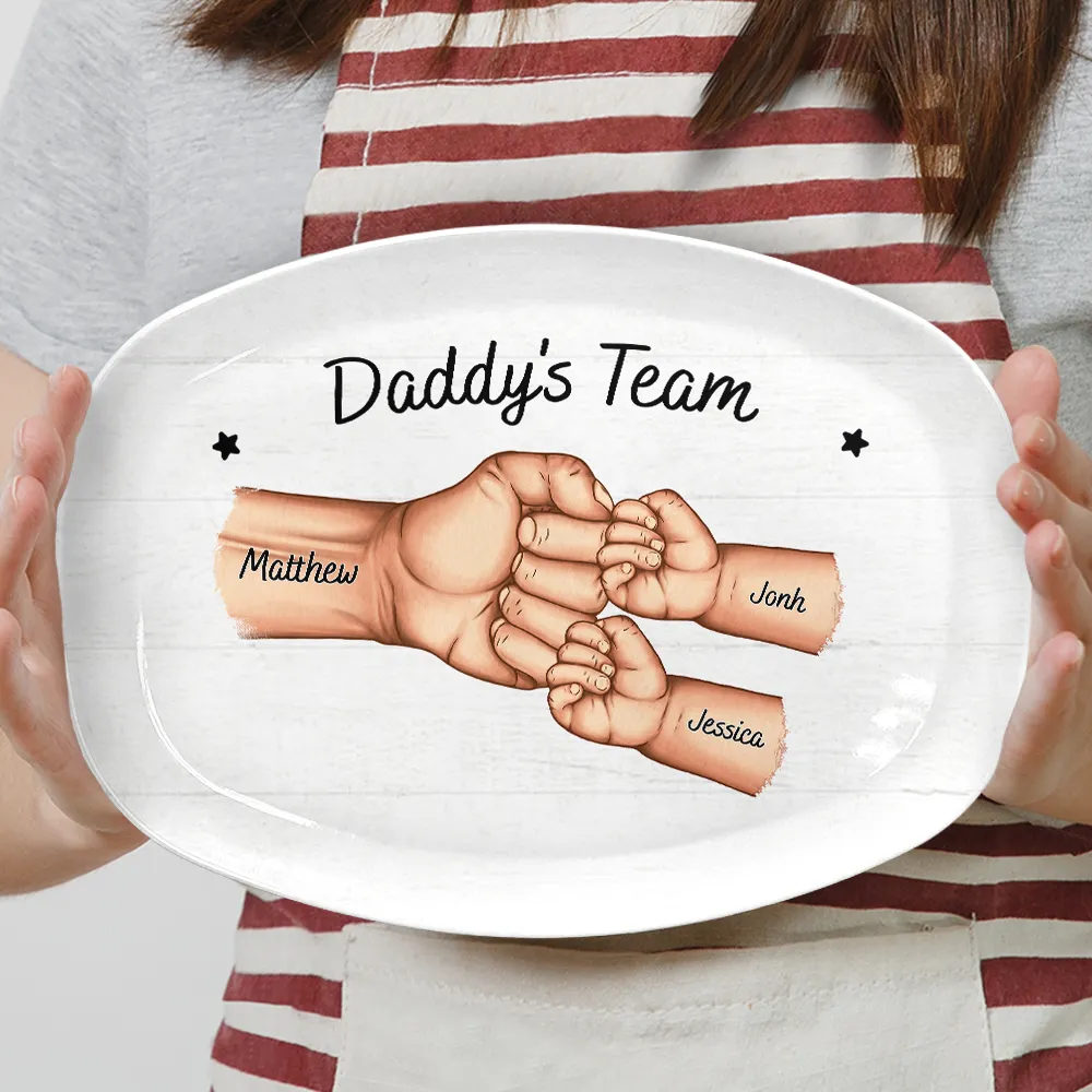 Daddy's Team Hand Punch - Personalized Plate Plate PopCulturePrints