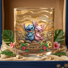 Load image into Gallery viewer, My Favorite Catch Round Glass - Personalized Gift for Couples Glass PopCulturePrints

