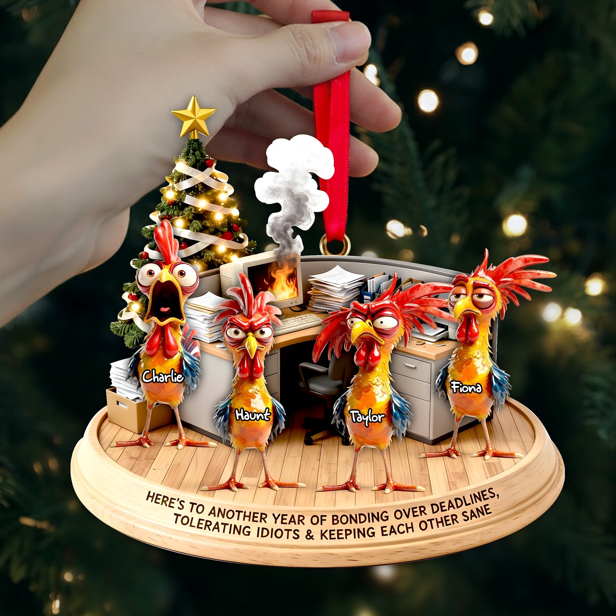 Office Chaos Chicken Acrylic Ornament - A Hilarious Personalized Gift for Coworkers Ornament PopCulturePrints