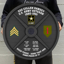 Load image into Gallery viewer, Personalized Military Branch Veteran Weight Plate Wood Sign
