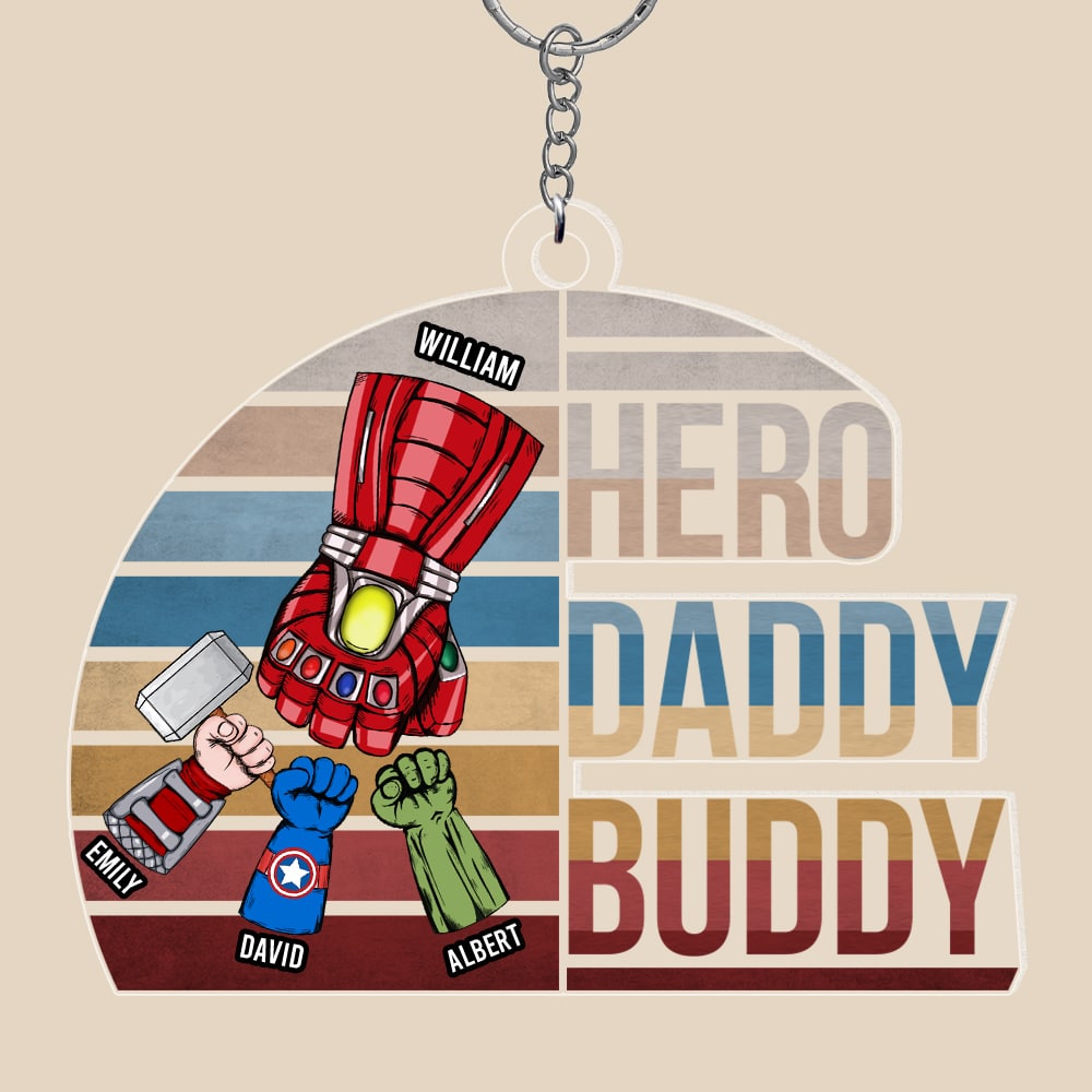 Hero Daddy Buddy Custom Keychain Keychains PopCulturePrints
