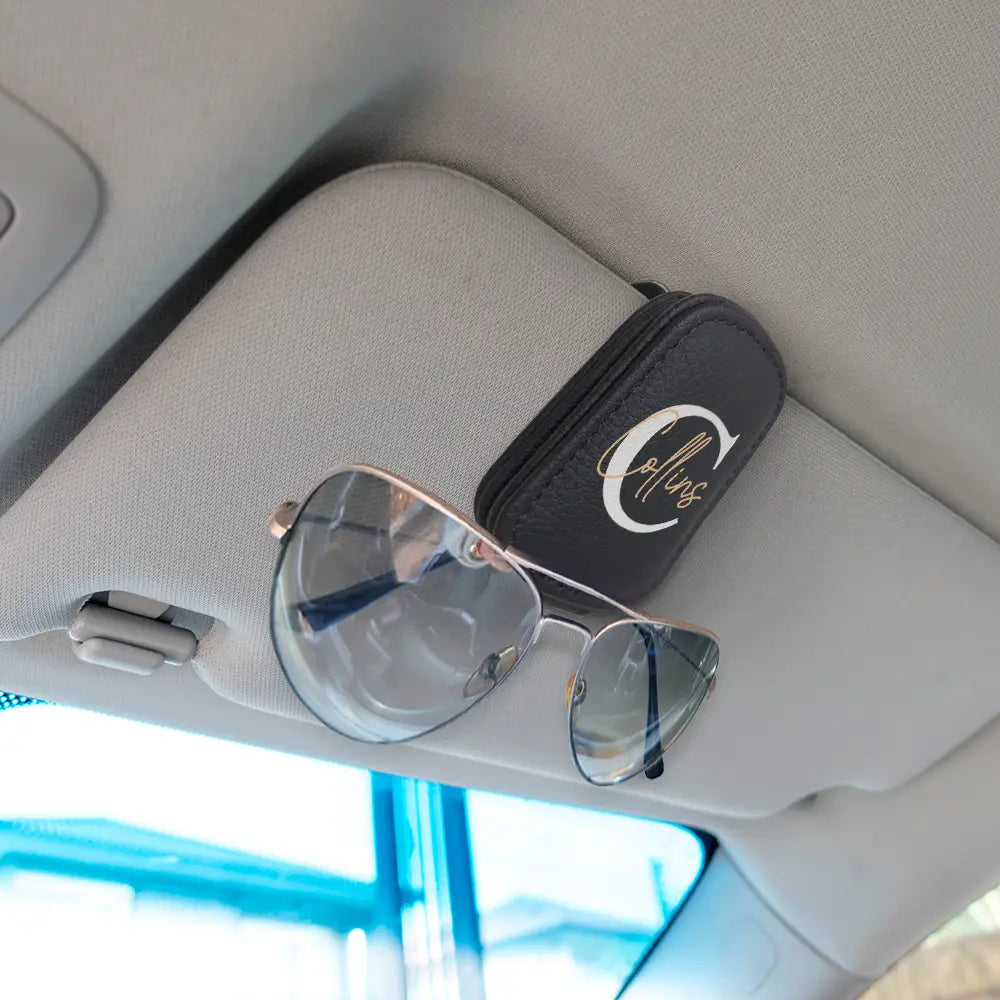 Personalized Monogram Name Letter - Stylish Sunglasses Holder for Car Visor Sunglasses Holder For Car Visor PopCulturePrints
