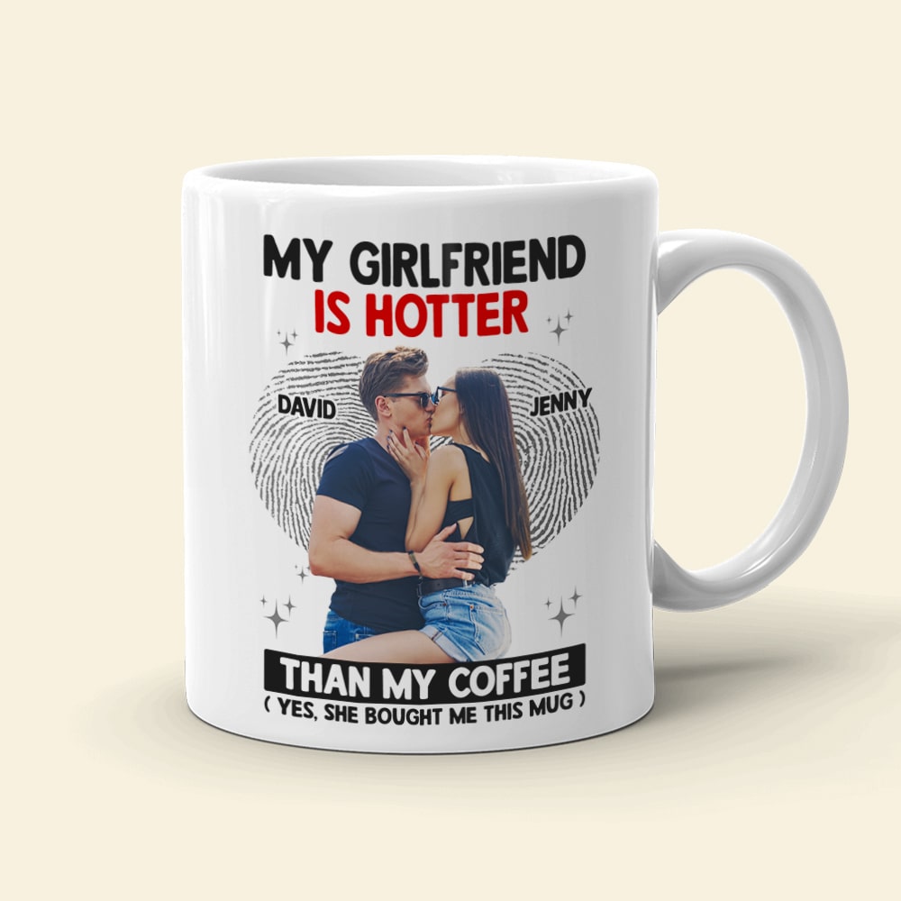 Personalized 'Hotter Than Coffee' Girlfriend Mug - Custom Gift for Couples