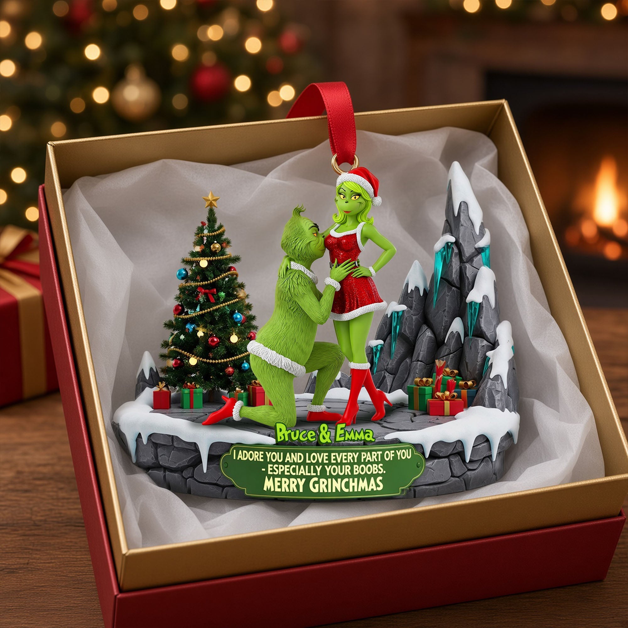 “I Adore You and Love Every Part of You” - Nasty Couple Ornament - Personalized Christmas Gift for Couples, Friends, and Family