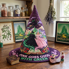 Load image into Gallery viewer, "Magic Awaits with Every Stitch!" - Personalized Enchanted Pink and Green Quilted Witch Hat - Perfect Gift for Halloween Lovers and Cosplay Enthusiasts
