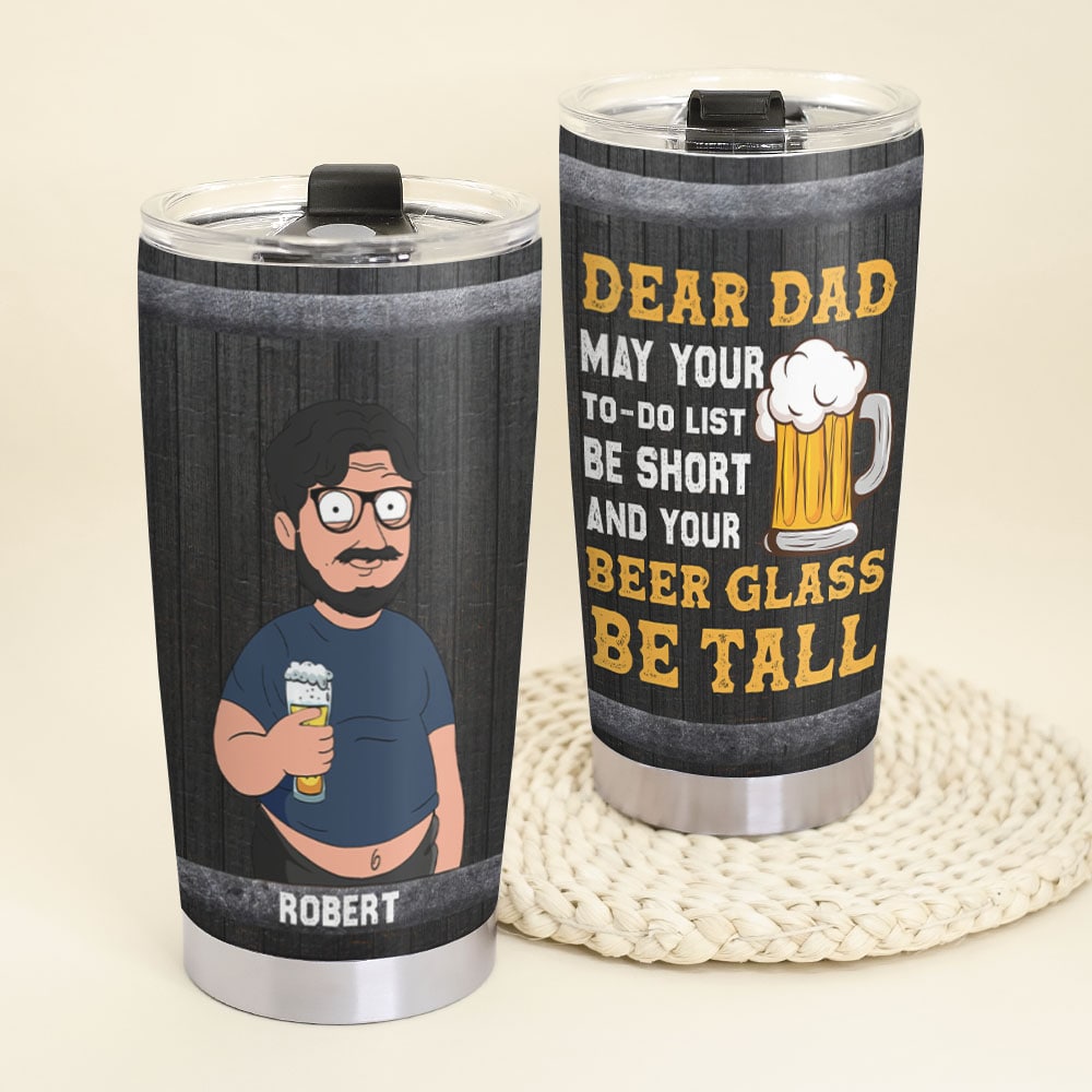 Personalized 'Dear Dad' Beer Tumbler - Fun Gift for Fathers Tumbler Cup PopCulturePrints