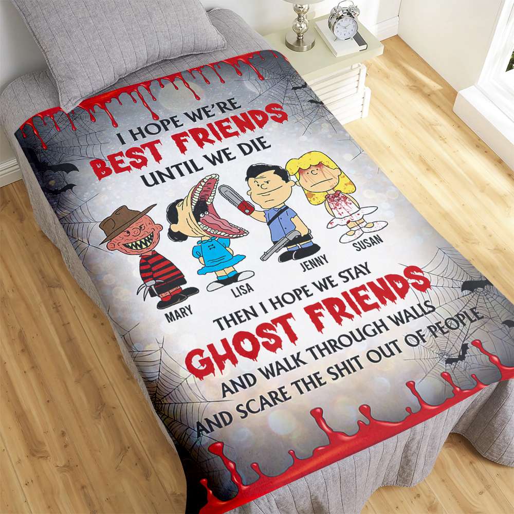 Personalized Halloween Best Friends Ghost Blanket - Custom Names