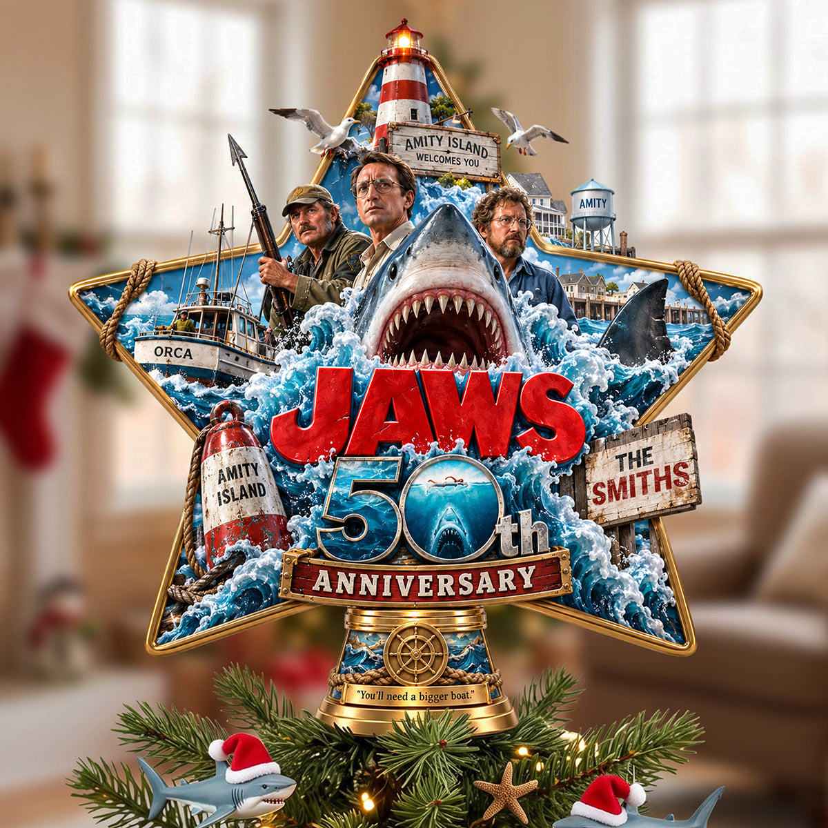 “You'll need a bigger boat!” - Personalized Jaws 50th Anniversary Tree Topper