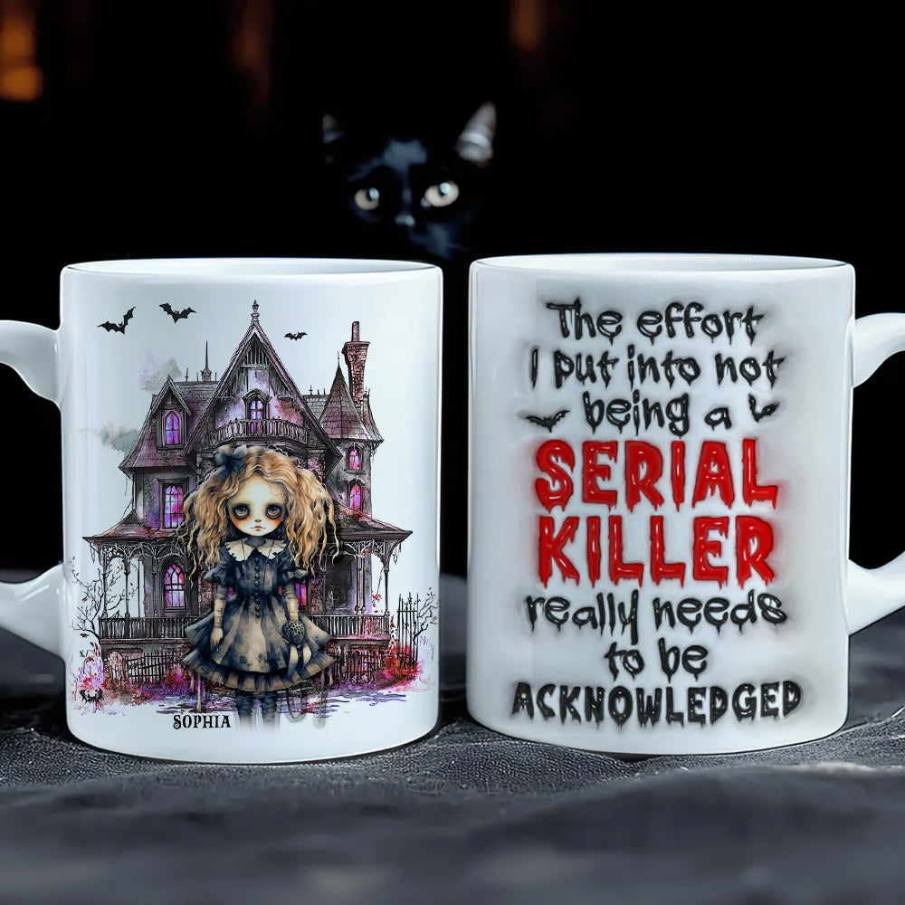 Spooky Personalized Halloween Mug - Acknowledged Serial Killer Effort