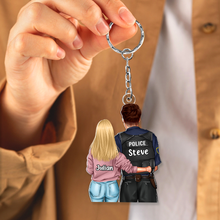 Load image into Gallery viewer, Custom Police Couple Keychain – Meaningful Personalized Valentine&#39;s Day Gifts Keychains PopCulturePrints
