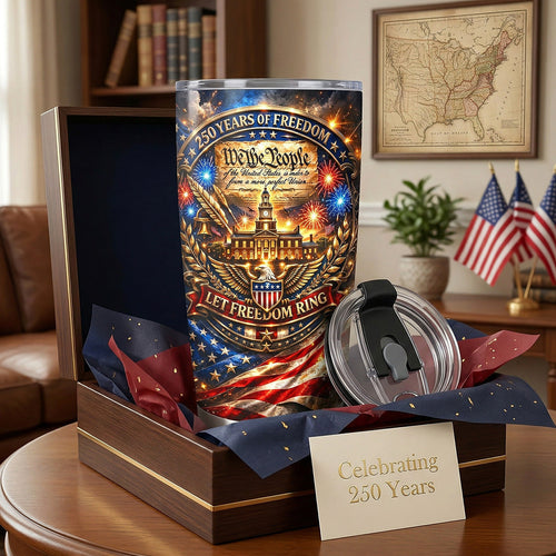 Celebrate Freedom: 250th Anniversary Tumbler - Personalized Gift for Patriots Tumbler Cup PopCulturePrints