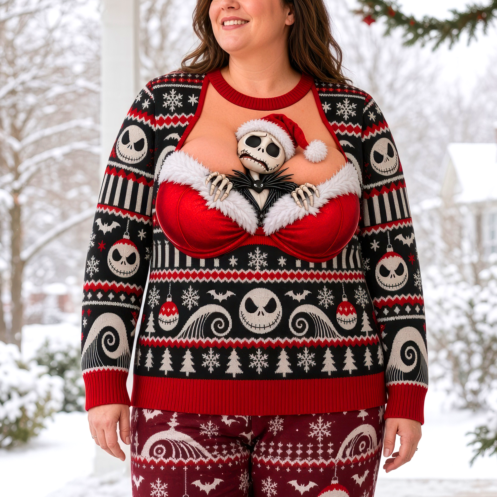 “Unleash Your Spooky Spirit!” - Fun Spooky Christmas Sweater - Personalized Gifts For Her AOP Products PopCulturePrints