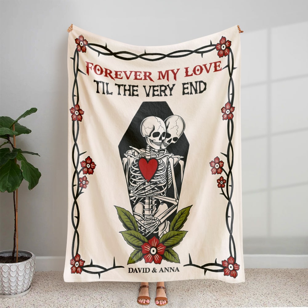 Forever My Love Skeleton Blanket for Couples Blanket PopCulturePrints