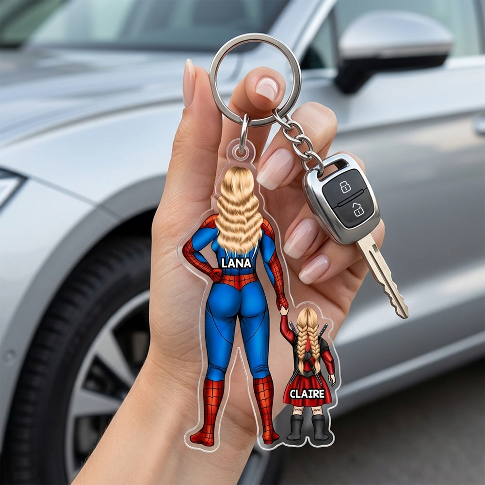 "For My Superhero Mom!" - Personalized Power Mom Keychain - Gift for Moms, Grandmas, and More Keychains PopCulturePrints