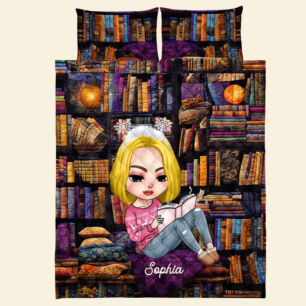 Personalized Cozy Reading Nook Quilt Bed Set Blanket PopCulturePrints
