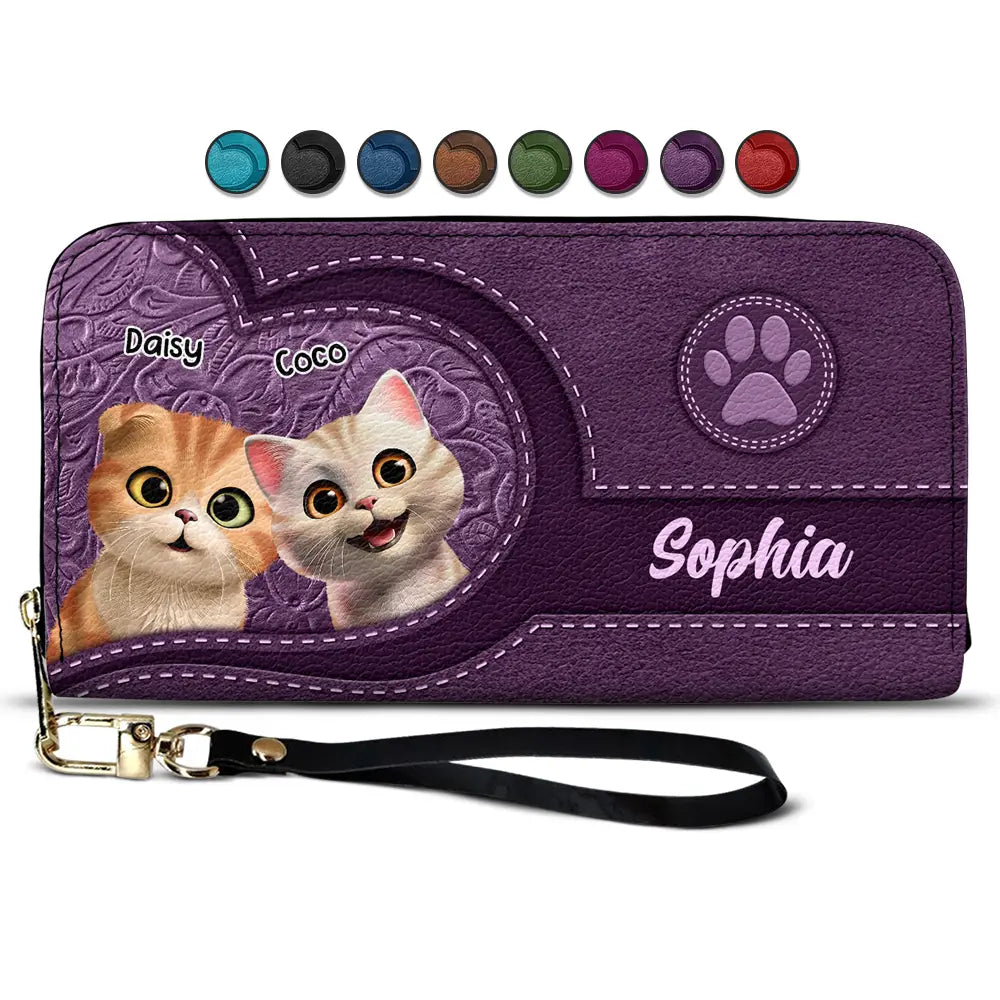 "Make Every Day Pawsome!" - Cute Cats 3D Effect Personalized Leather Long Wallet - A Unique Gift for Cat Lovers, Friends, and Family Leather Long Wallet PopCulturePrints
