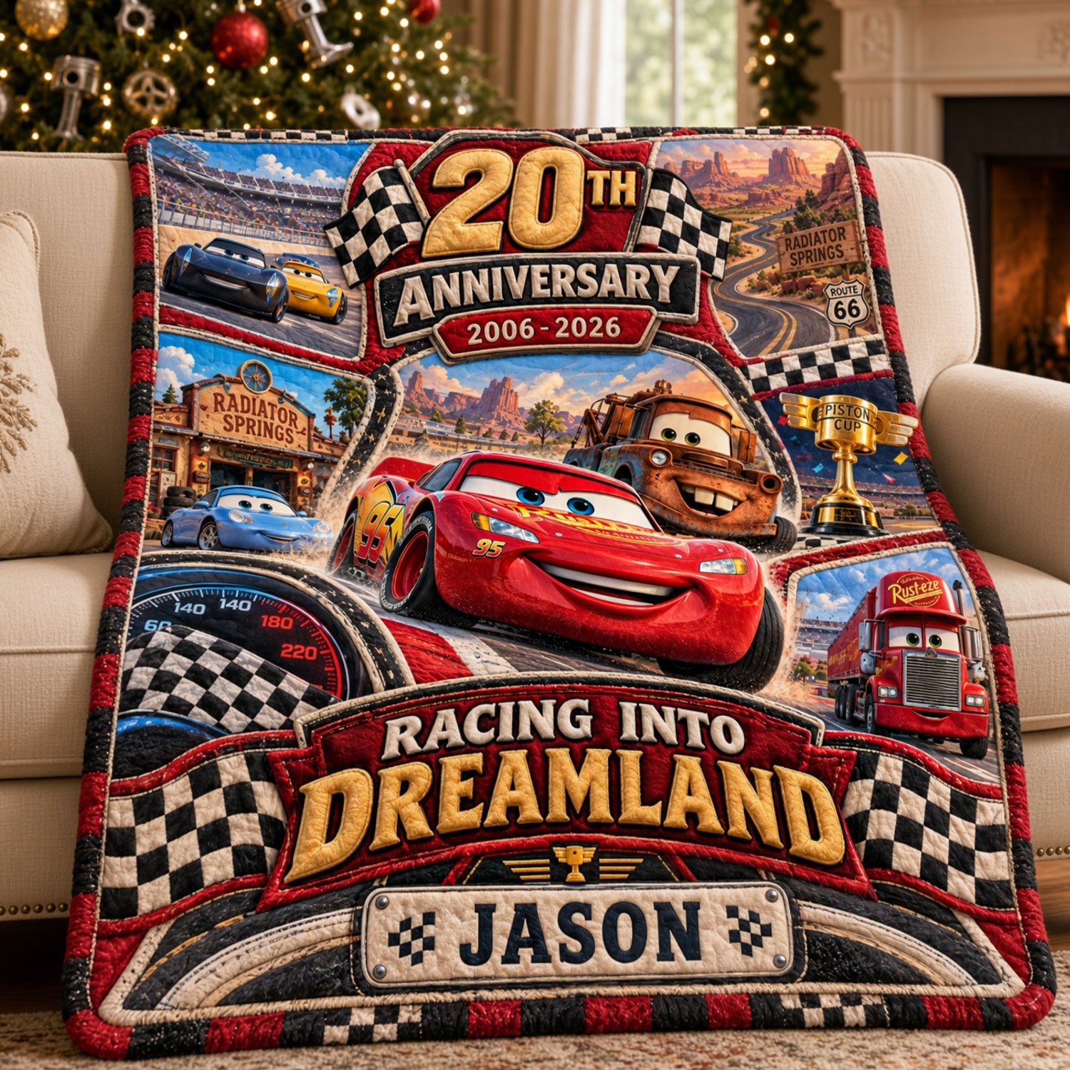 Racing into Dreamland - 20th Anniversary Personalized Blanket for Kids Blanket PopCulturePrints