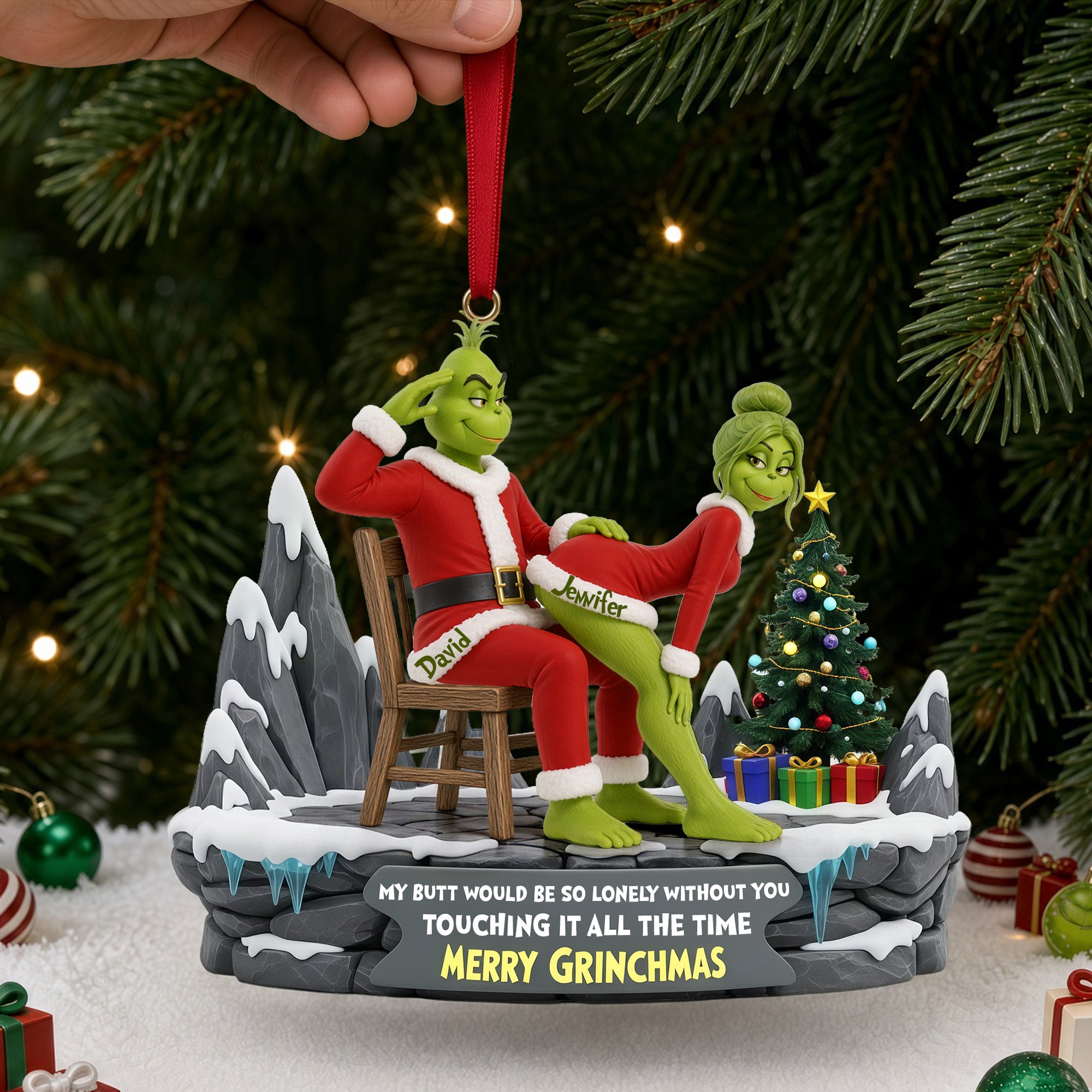 ‘Together is a Wonderful Place to Be’ - Personalized Grinchmas Ornament - Custom Christmas Gift for Couples Ornament PopCulturePrints