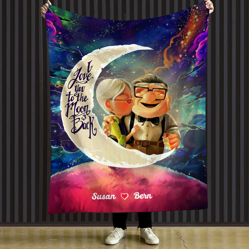 Custom Couple Gift Blanket - Love You to the Moon and Back | Valentine's Day Gifts Blanket PopCulturePrints