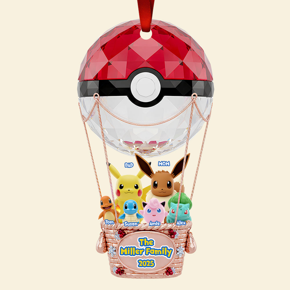 Elevate Your Family Christmas Spirit with Our Personalized Hot Air Balloon Ornament Ornament PopCulturePrints
