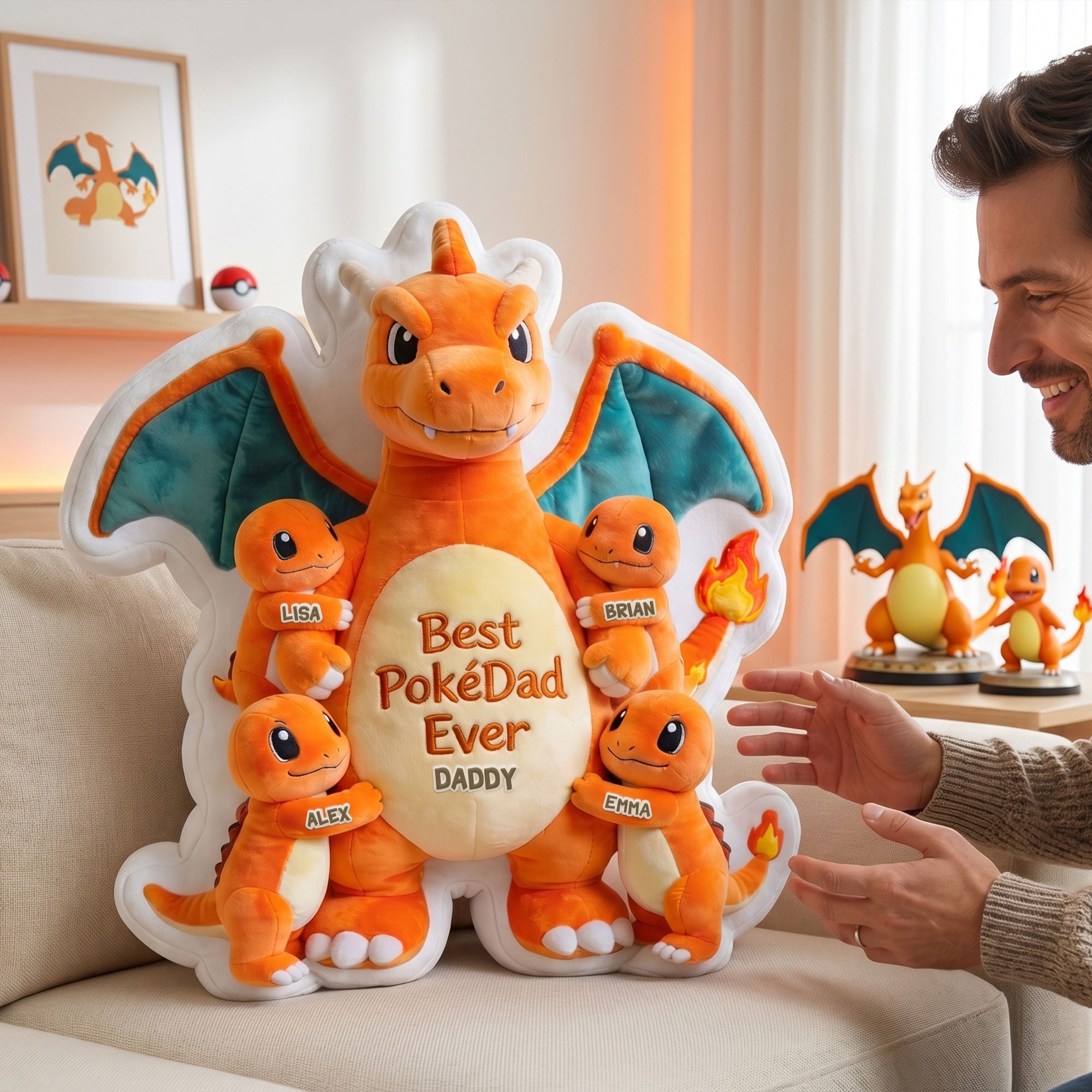 "Best PokéDad Ever" - Custom Shape Pillow for Dads - Unique Personalized Gift Pillow PopCulturePrints