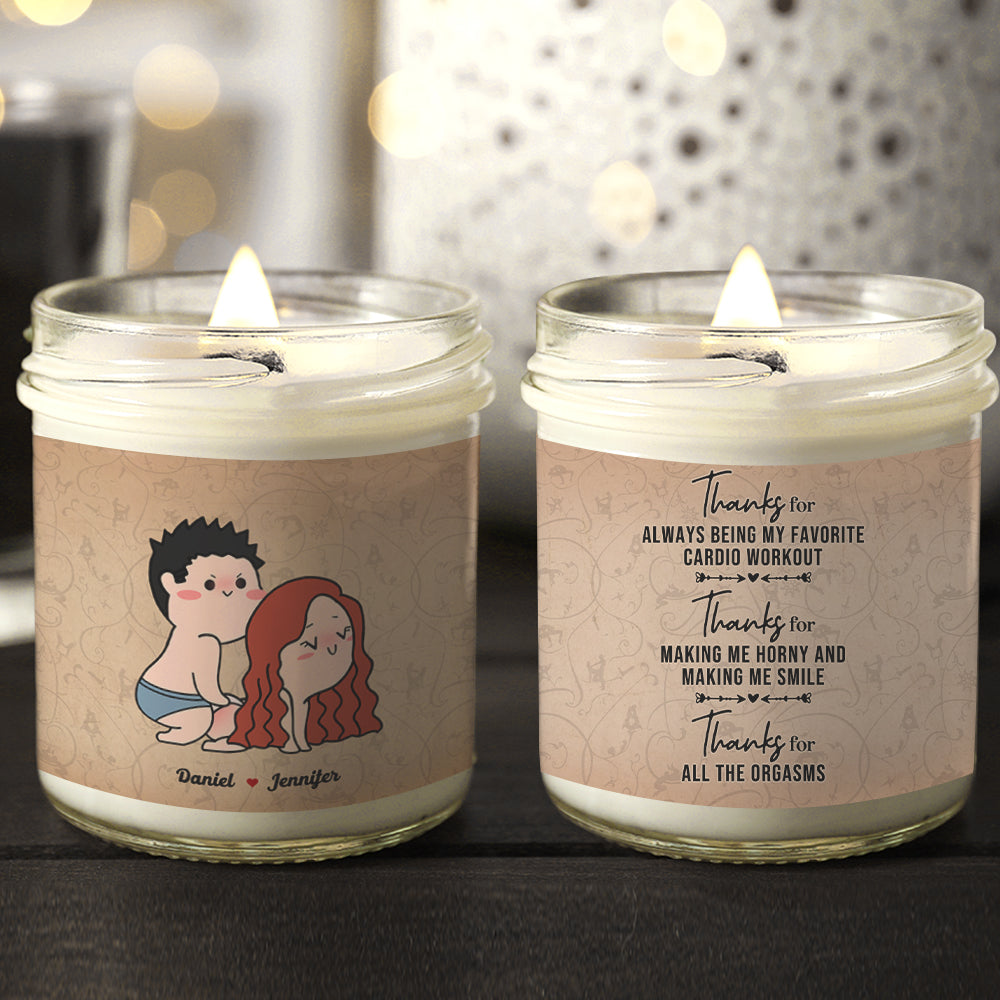 Personalized Scented Candle for Couples - Fun Workout Theme Scented Candle PopCulturePrints
