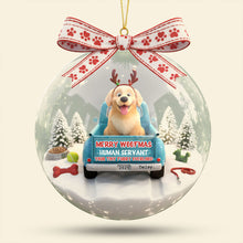 Load image into Gallery viewer, Merry Woofmas: Celebrate with Your Furry Overlord - Personalized Ornament for Dog Lovers Ornament PopCulturePrints
